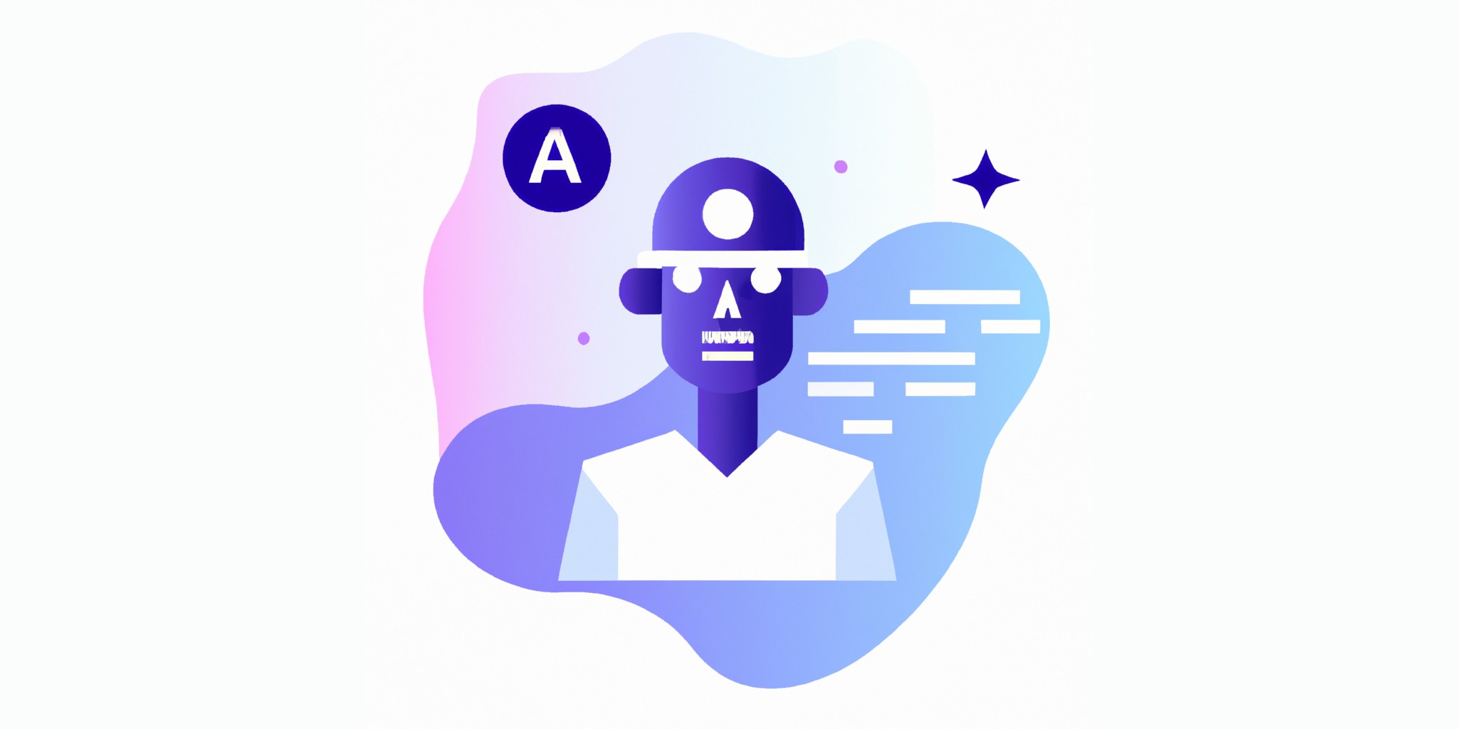 a artificial intelligence in flat illustration style with gradients and white background