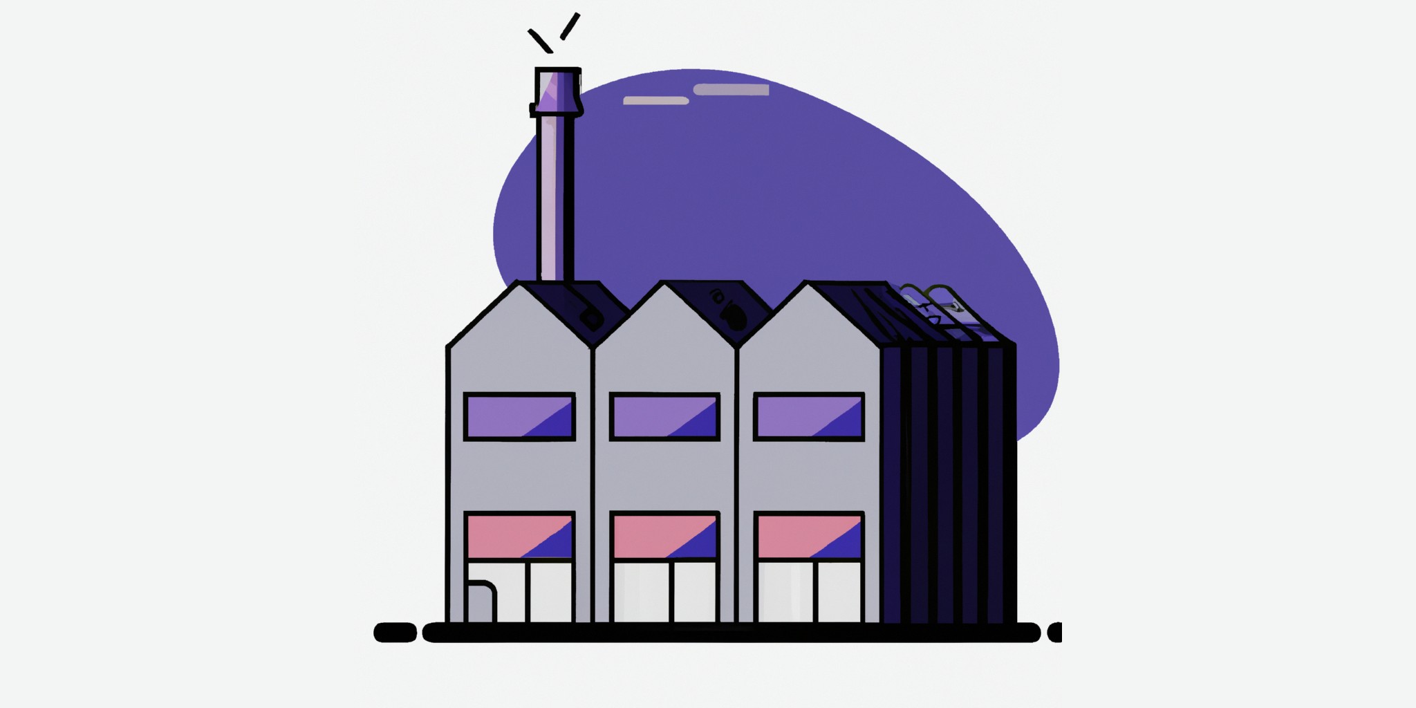 a factory building in flat illustration style with gradients and white background