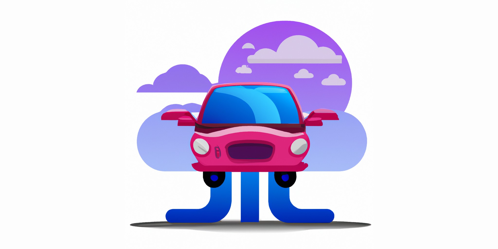 a flying car in flat illustration style with gradients and white background