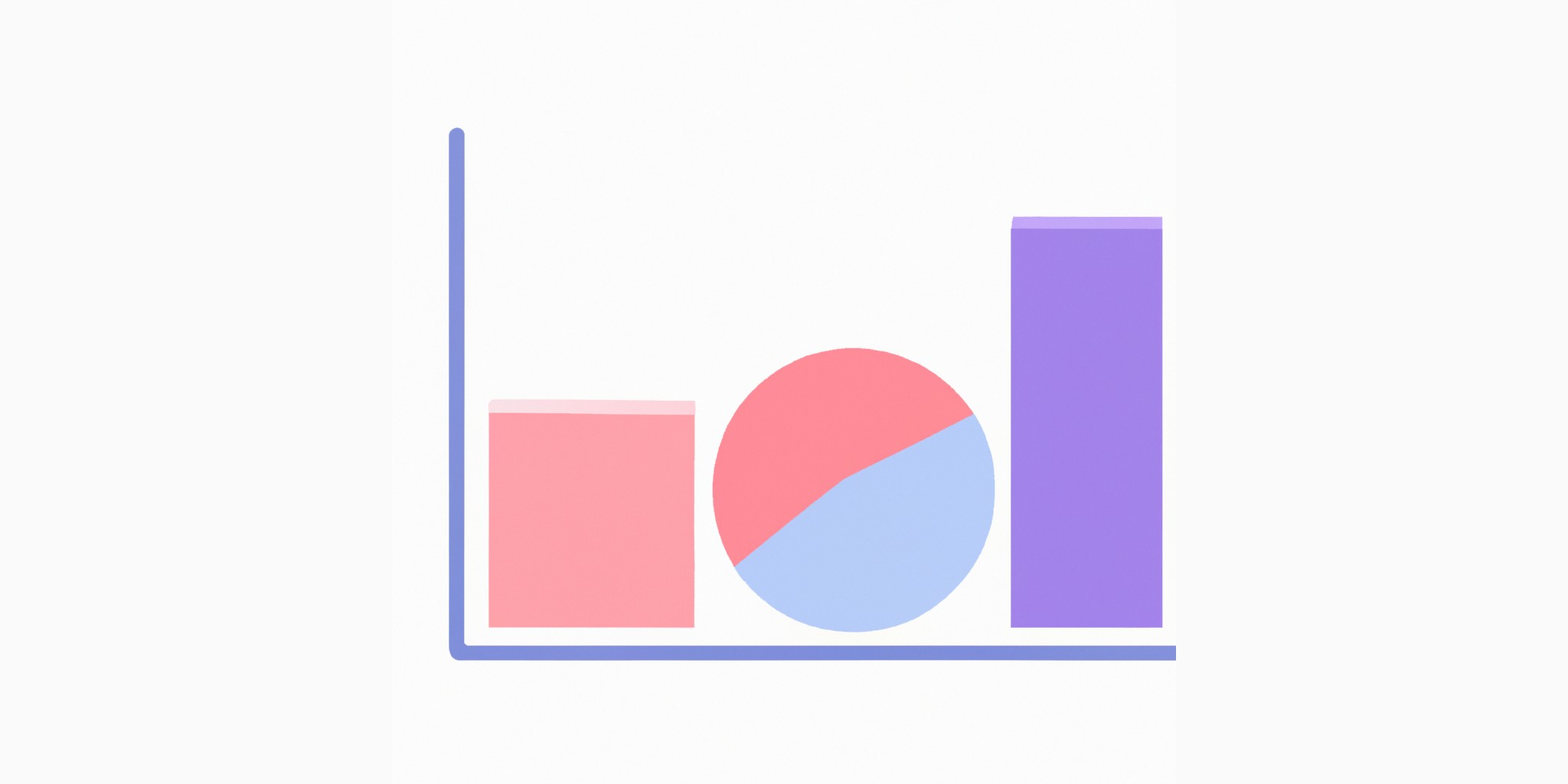 a graph in flat illustration style with gradients and white background