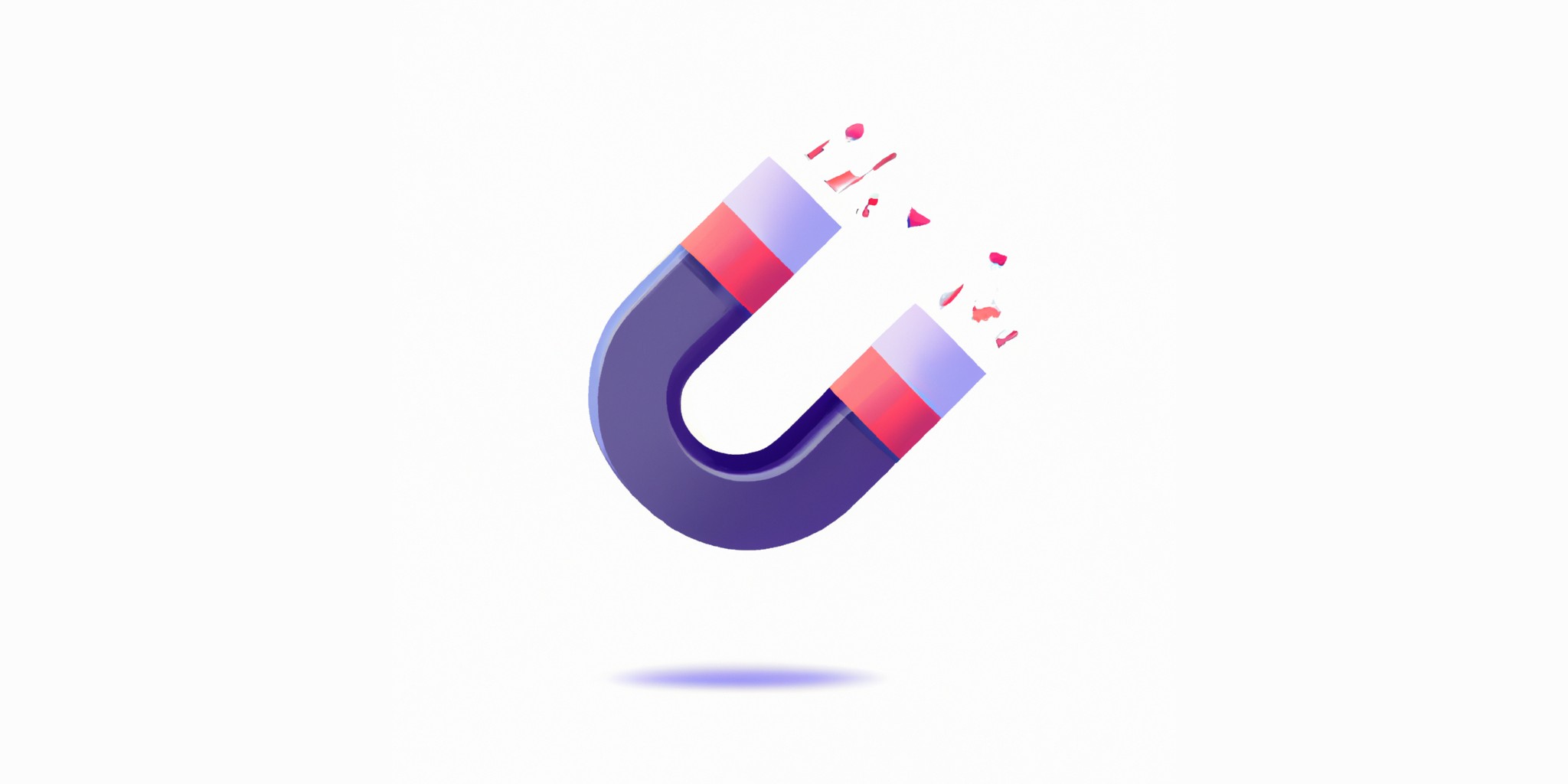 a magnet in flat illustration style with gradients and white background