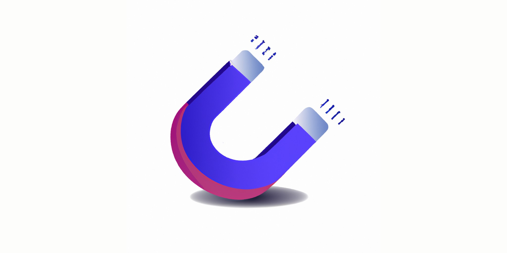 a magnet in flat illustration style with gradients and white background
