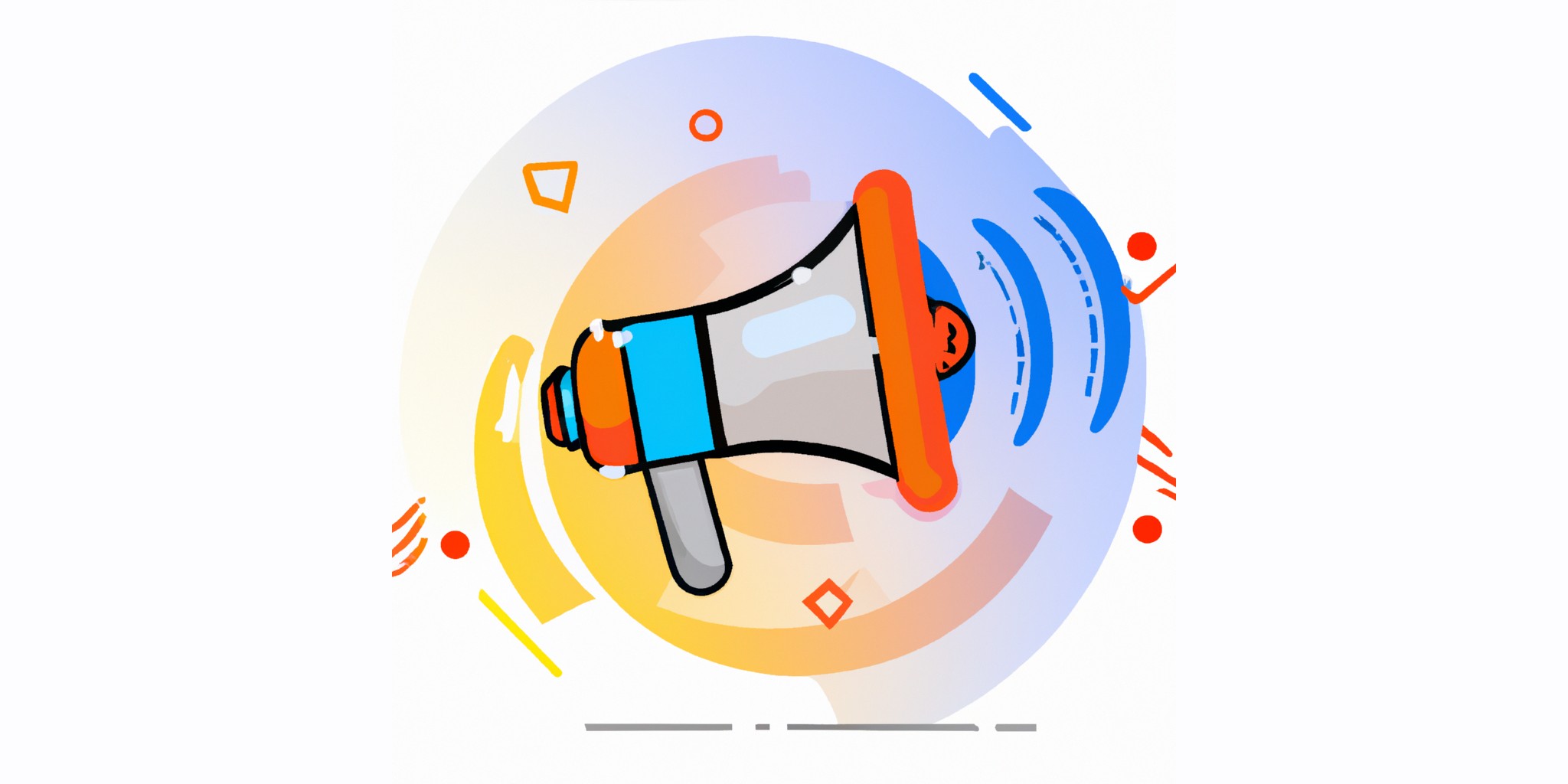 a megaphone in flat illustration style with gradients and white background