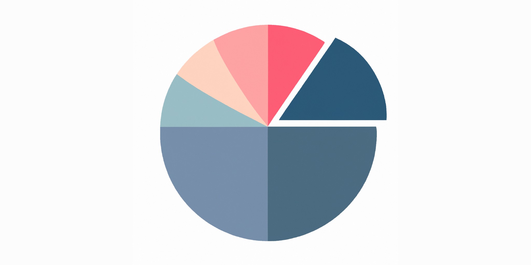 a pie or pie graph in flat illustration style with gradients and white background