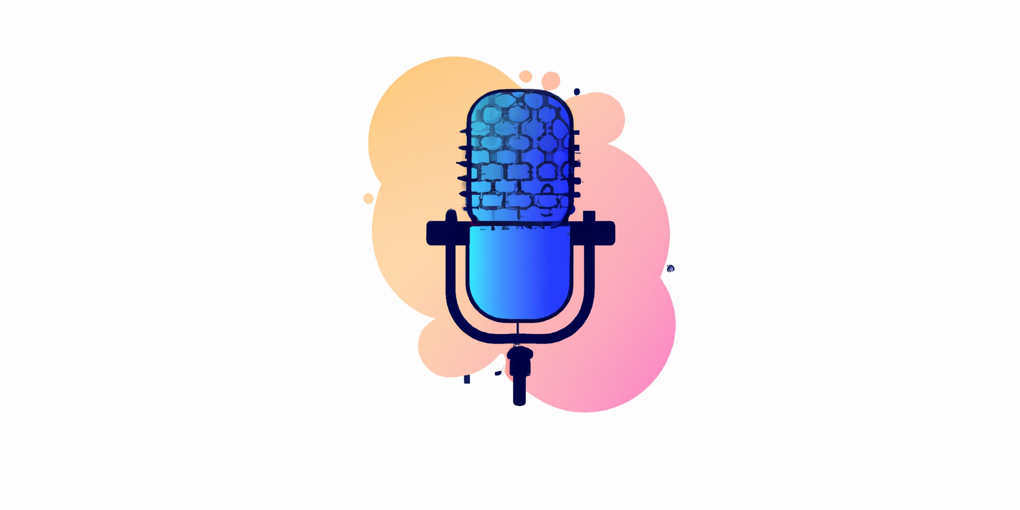 a podcast microphone in flat illustration style with gradients and white background