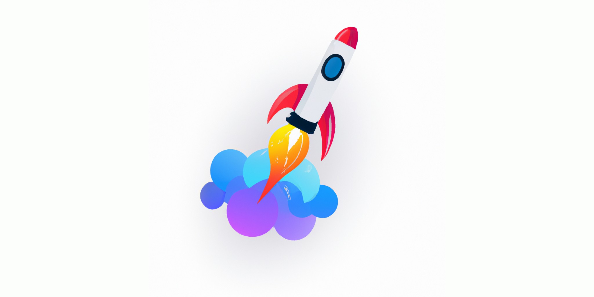 a rocket in flat illustration style with gradients and white background