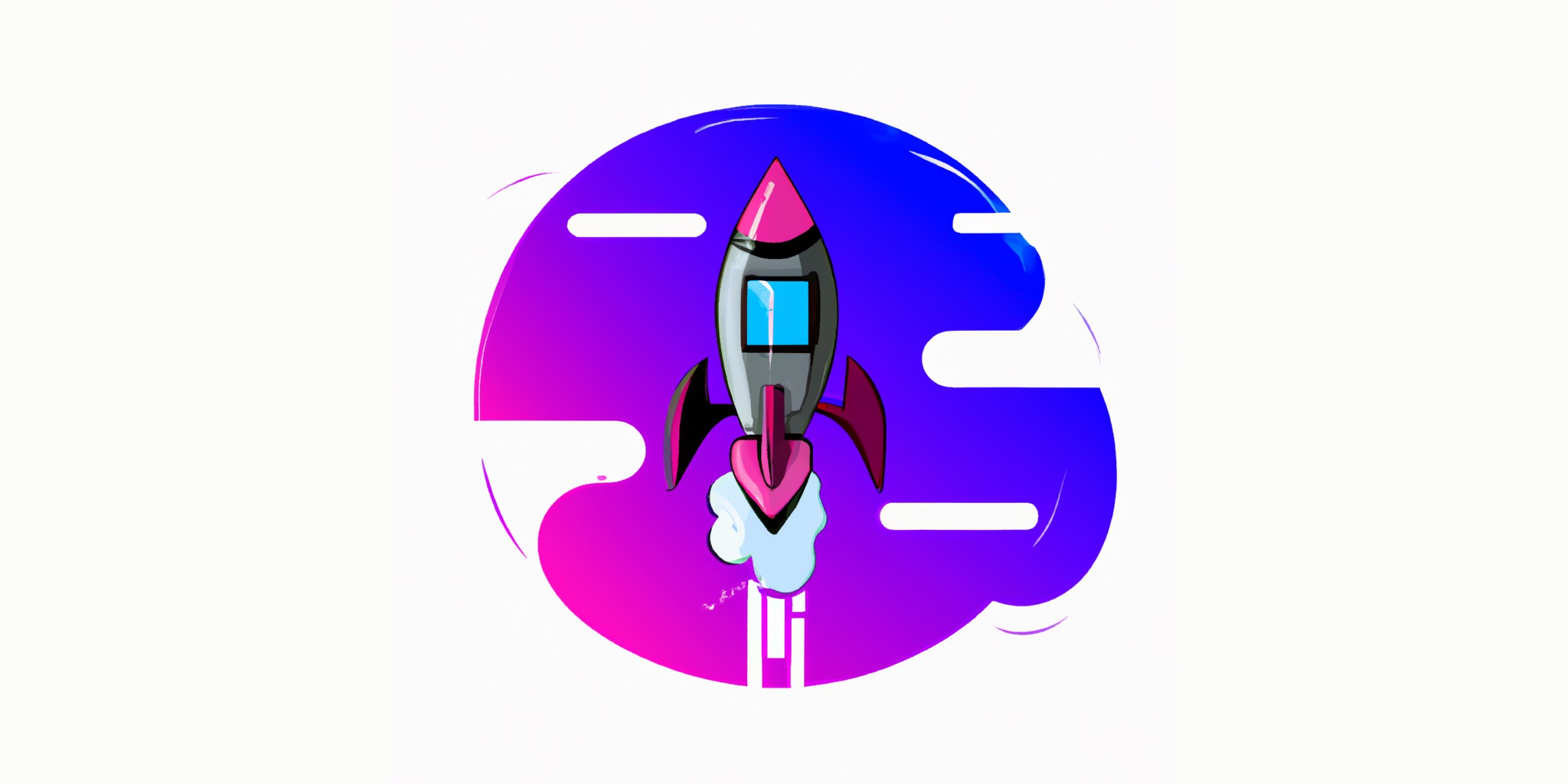 a rocket in flat illustration style with gradients and white background