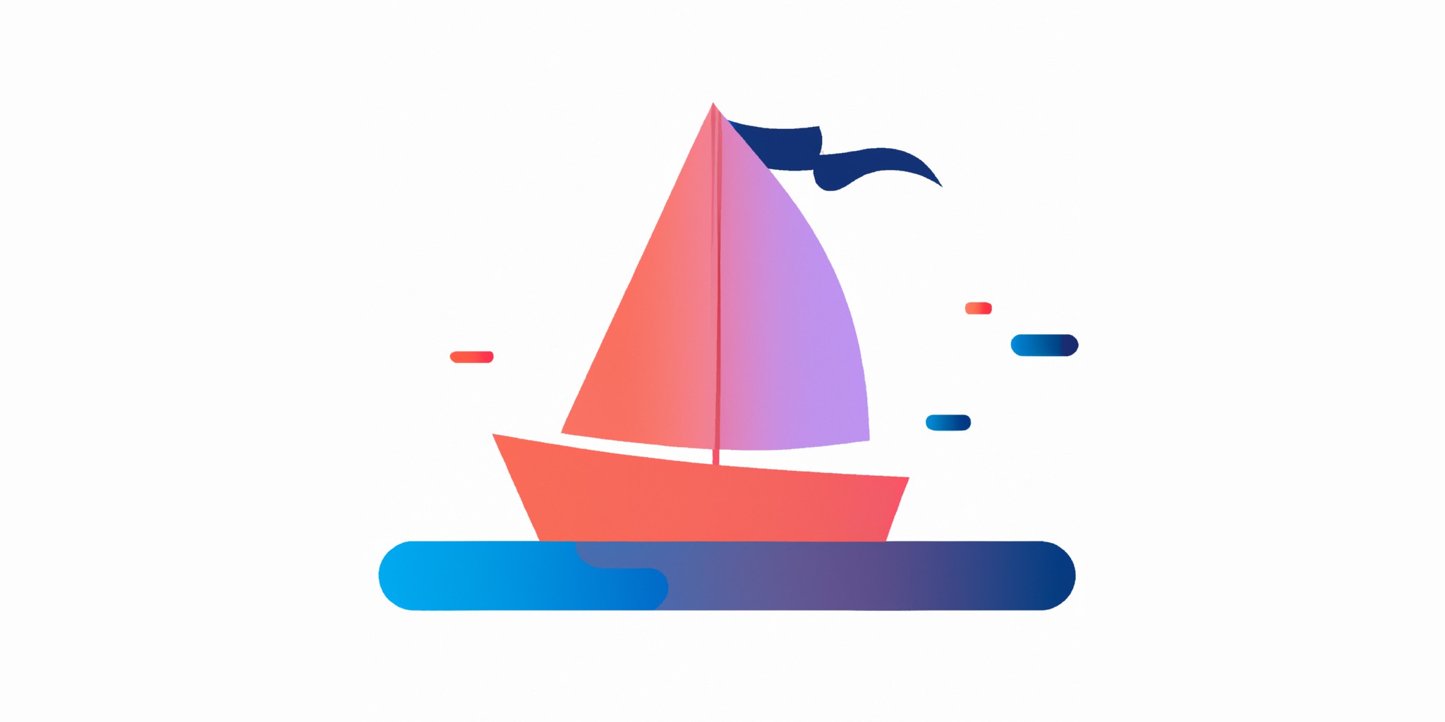 a sailboat in flat illustration style with gradients and white background