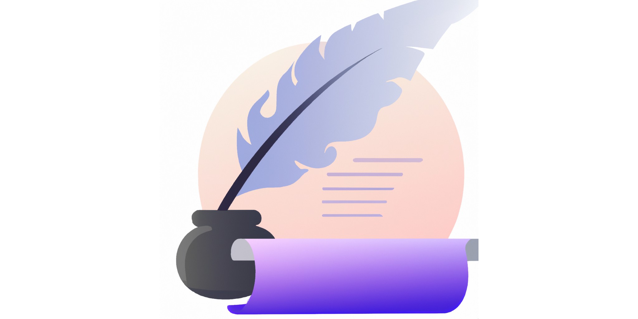 a scroll and quill in flat illustration style with gradients and white background