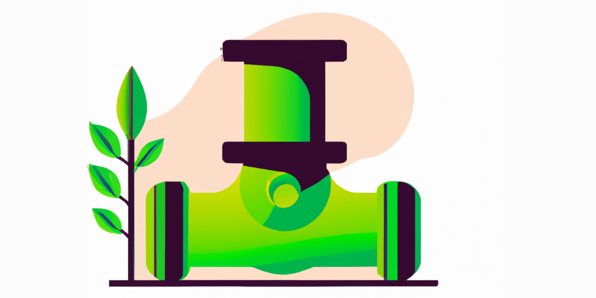green pipe ending in a plant in flat illustration style with gradients and white background