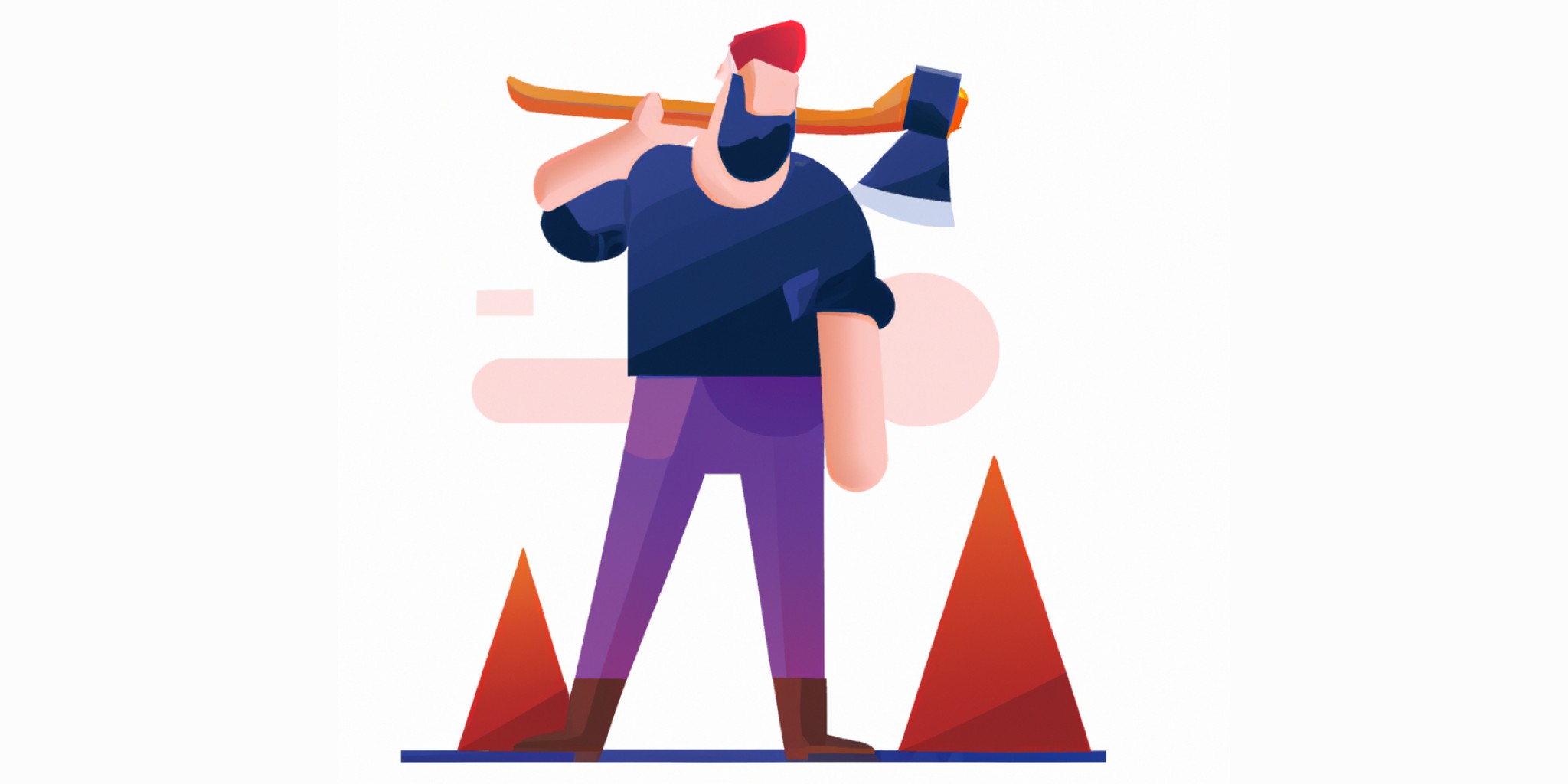 lumberjack with an ax in flat illustration style with gradients and white background