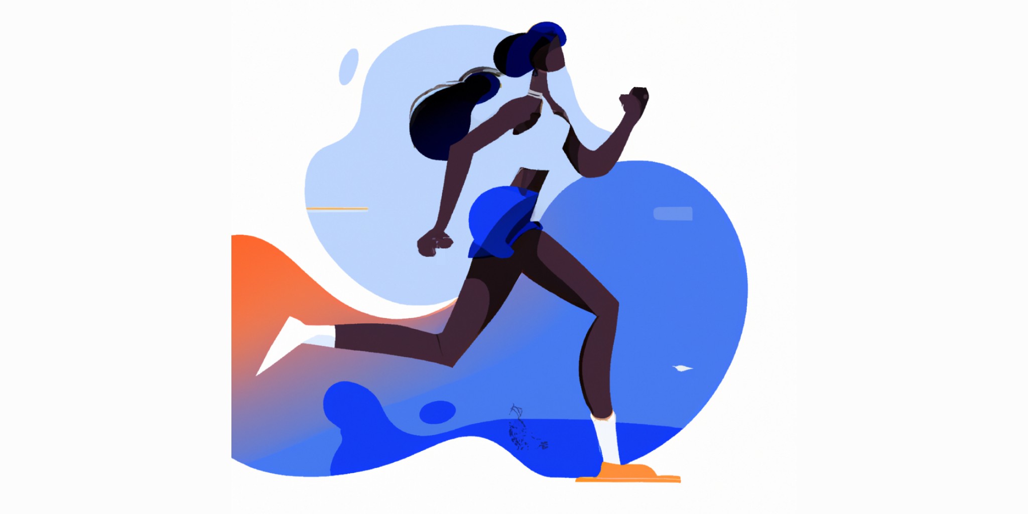 runner running a lap towards the camera with a purpose in flat illustration style with gradients and white background