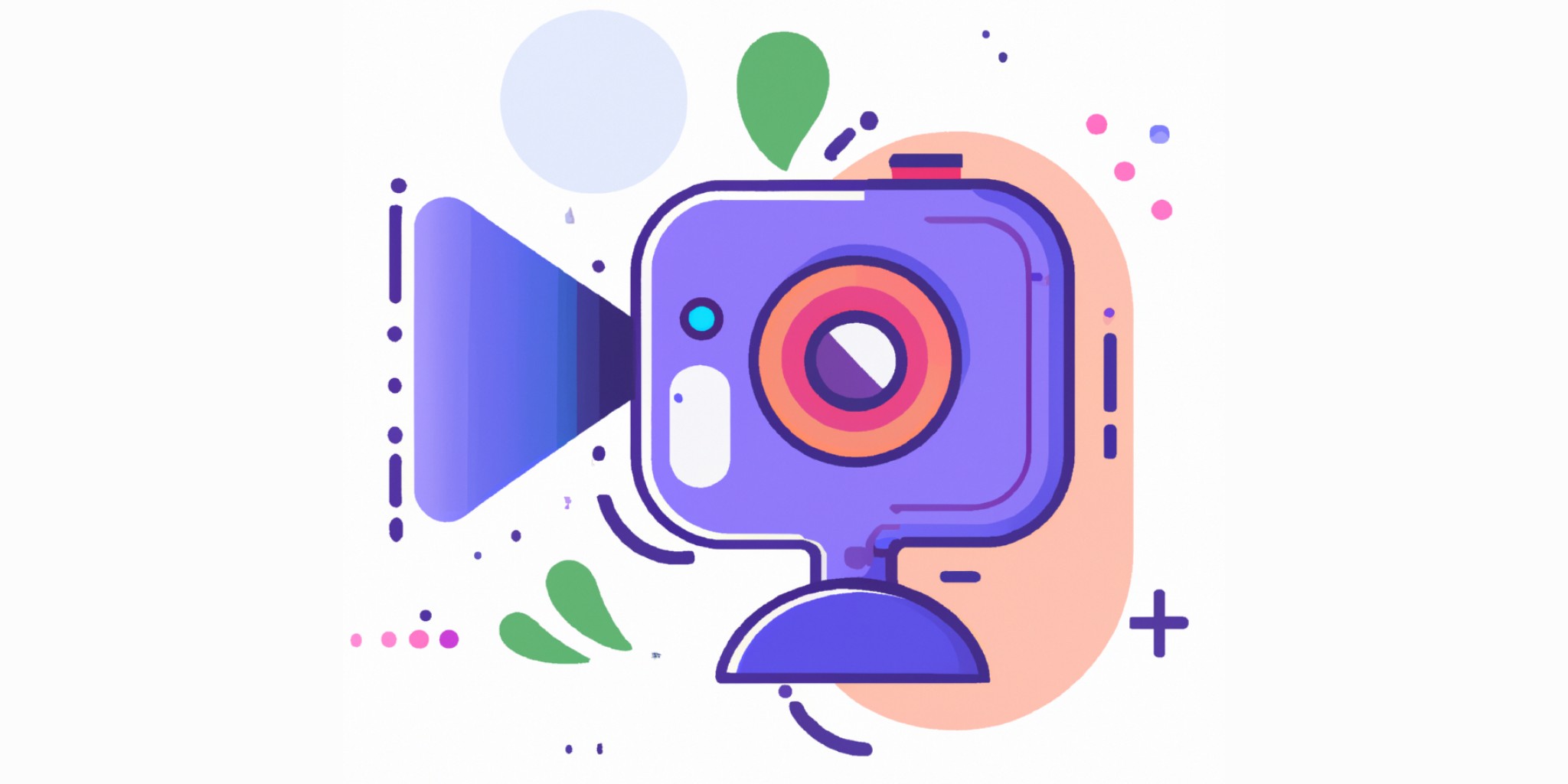 triangular shaped video camera in flat illustration style with gradients and white background